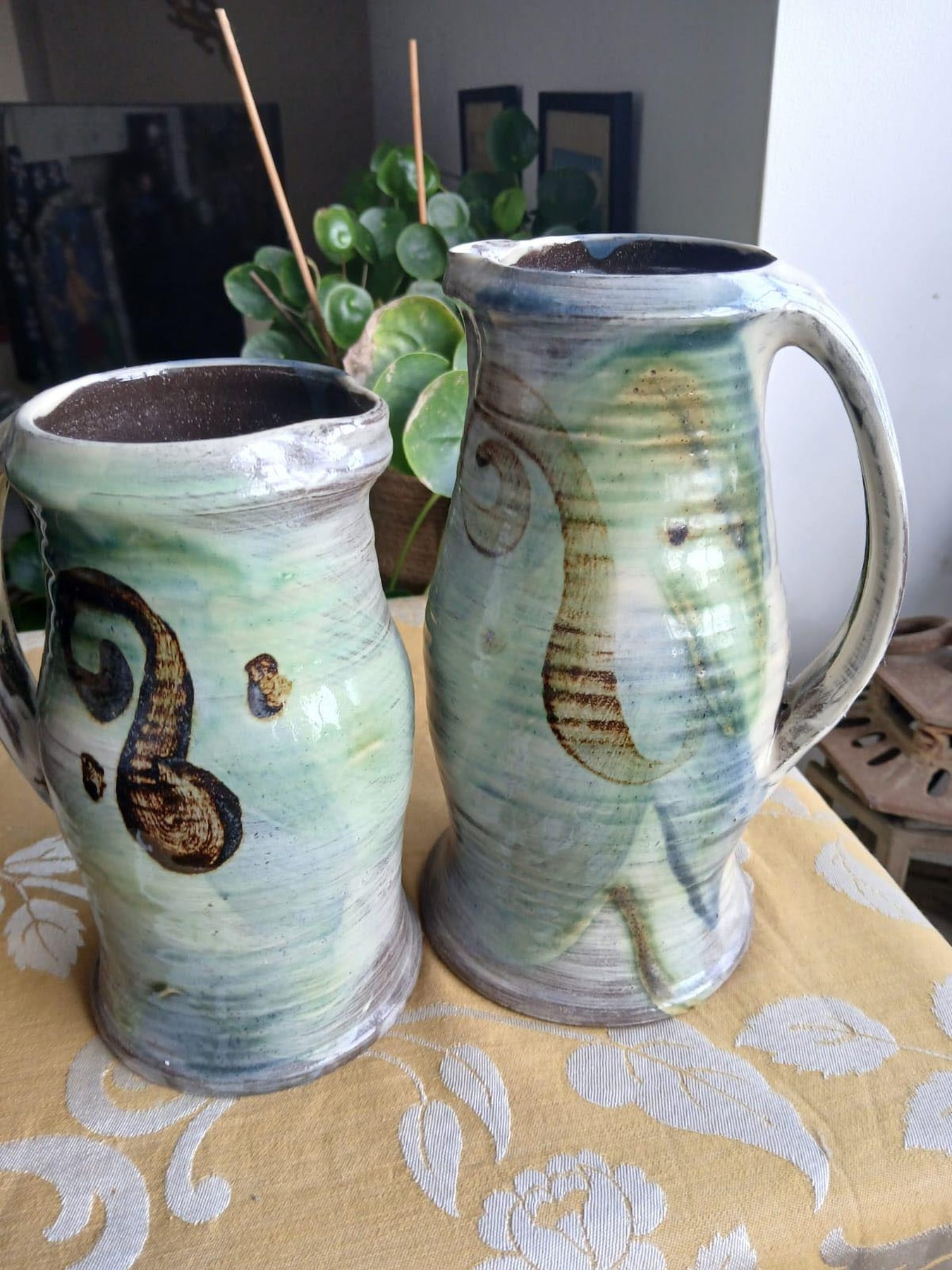 High fired slipware Jugs by Graham Matthews